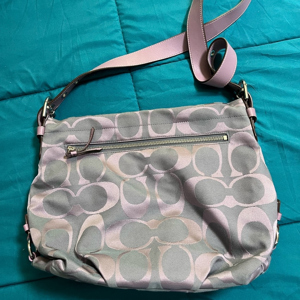 Coach Shoulder Bag in Gray and Pink